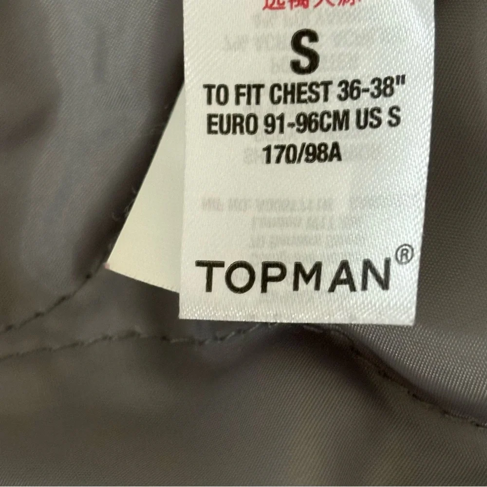 Topman Men’s Wool with Polyester Sleeves Bomber Jacket‎ Size Small Gray